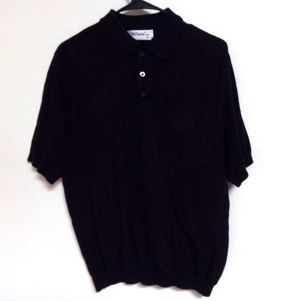 Men's St. Croix Shop Black Knit Polo Shirt